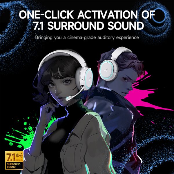 TAMAC G2 virtual sound 7.1 RGB luminous low-latency Bluetooth 2.4GHz wireless gaming headset for e-sports headset