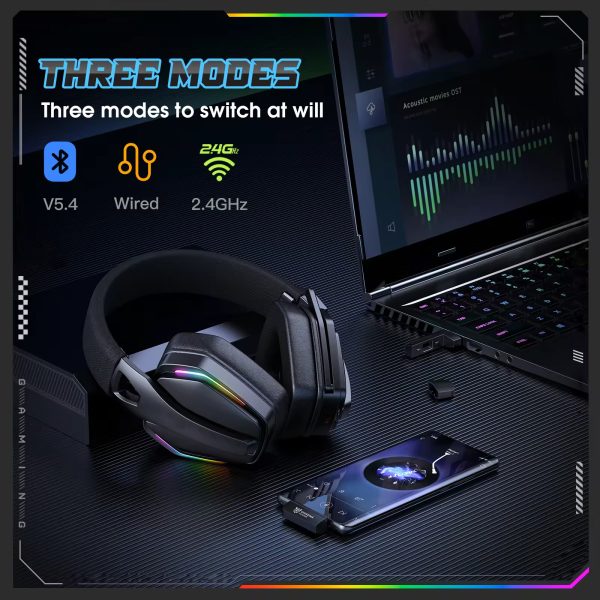 TAMAC D26 new product 2.4G wireless gaming headset with Bluetooth headset and RGB lighting